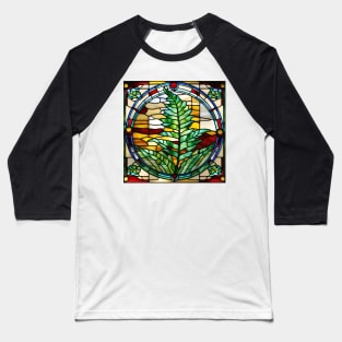 Fern Leaf Stained Glass Baseball T-Shirt